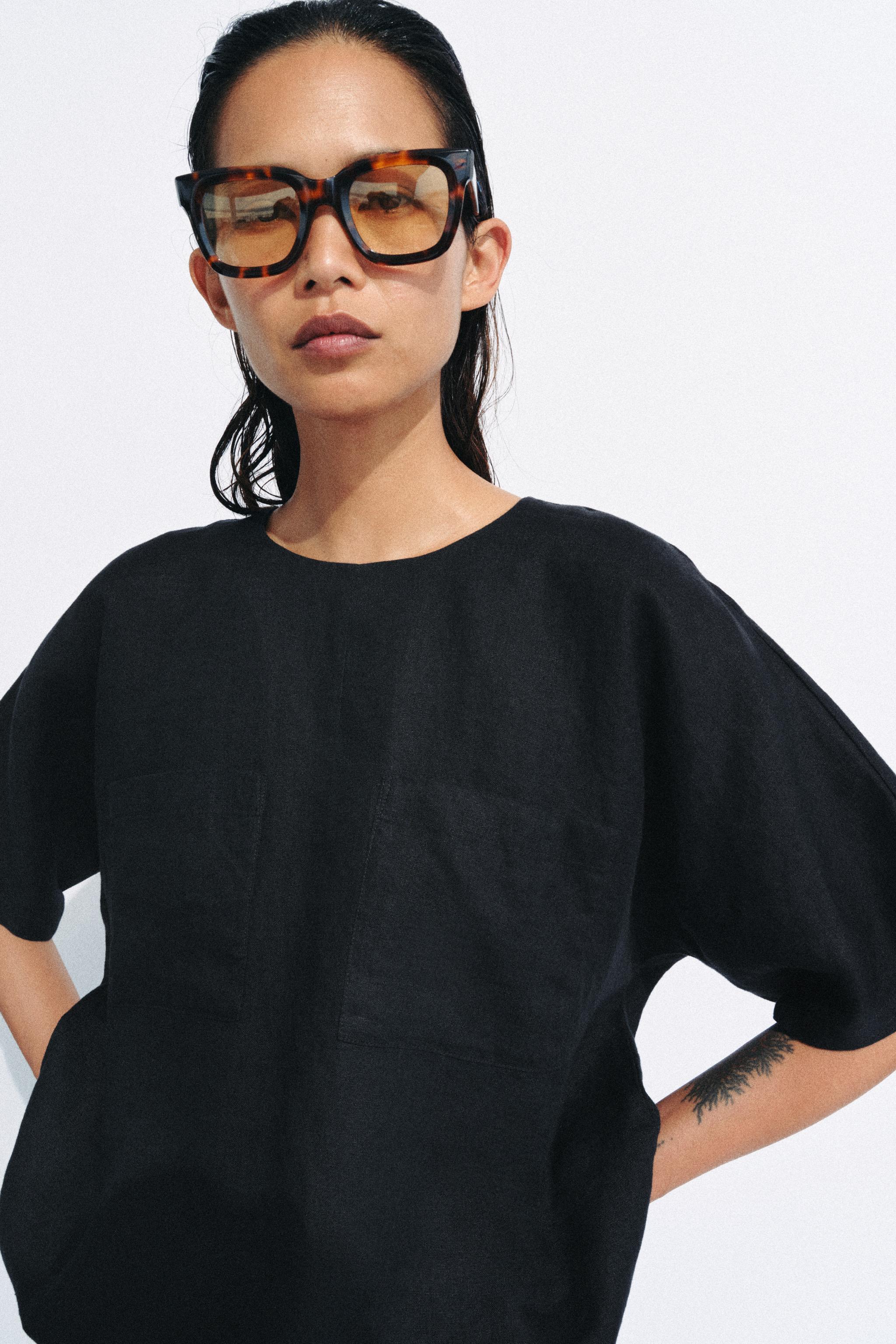 100% LINEN LACED TOP ZW COLLECTION